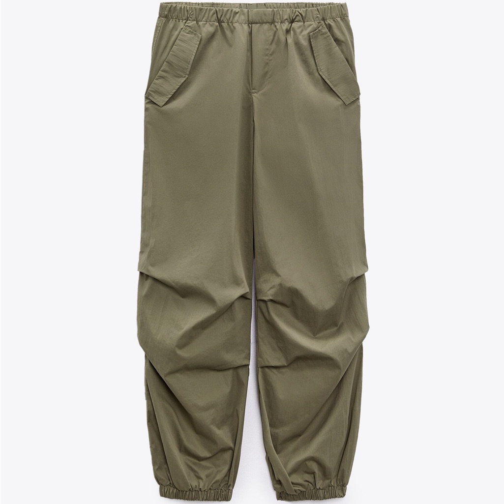 Zara Parachute Trousers Pants Gorpcore Industrial Baggy Casual Street Style